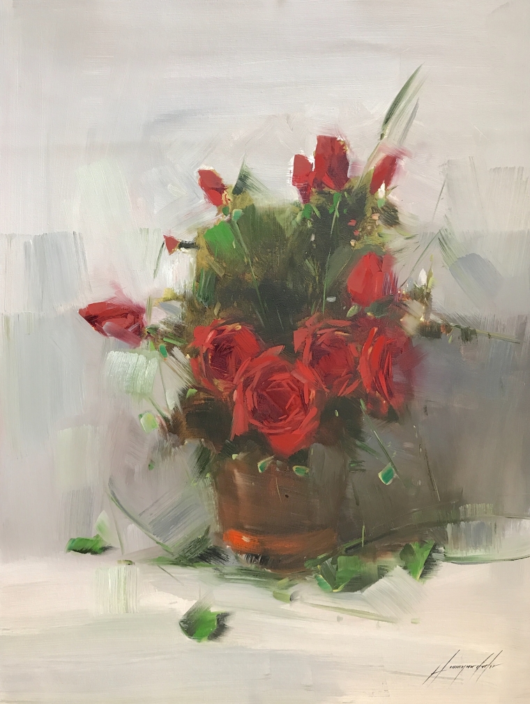 Vase of Roses, Oil Painting, Handmade artwork, One of a Kind      